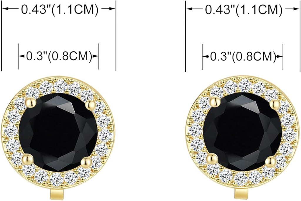 YOQUCOL 8MM Cubic Zirconia Crystal Clip On Stud Earrings Round Non Pierced Earrings for Women