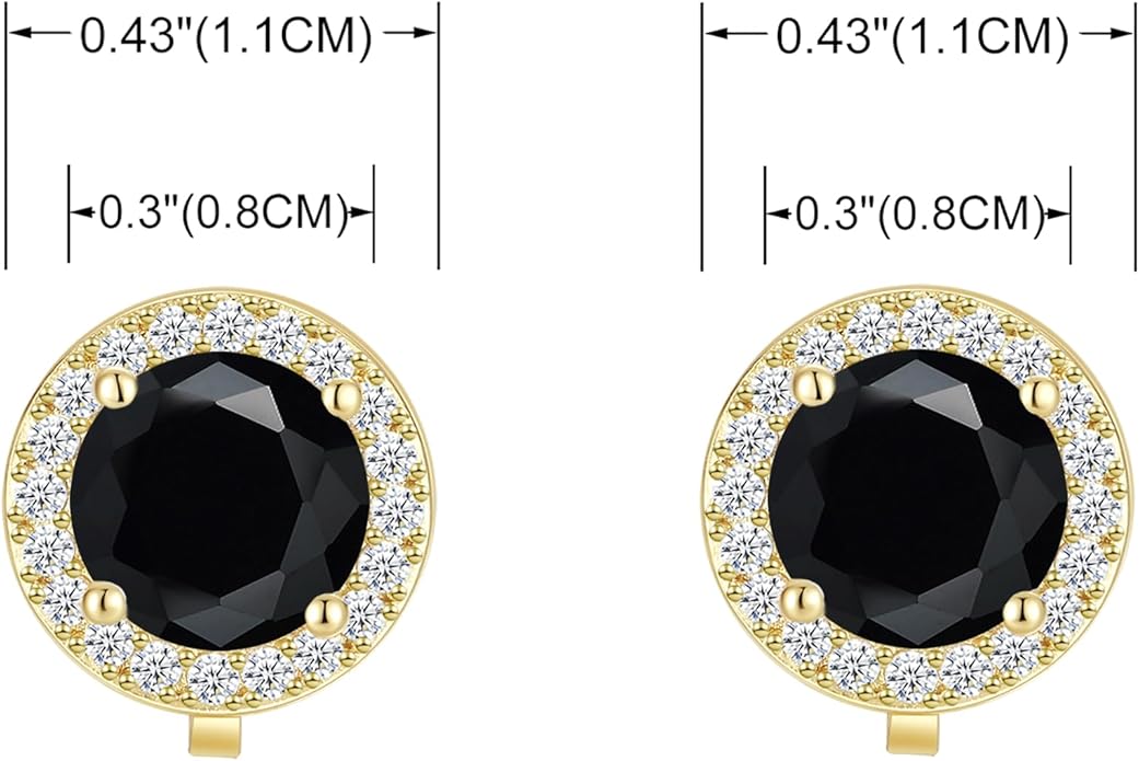 YOQUCOL 8MM Cubic Zirconia Crystal Clip On Stud Earrings Round Non Pierced Earrings for Women