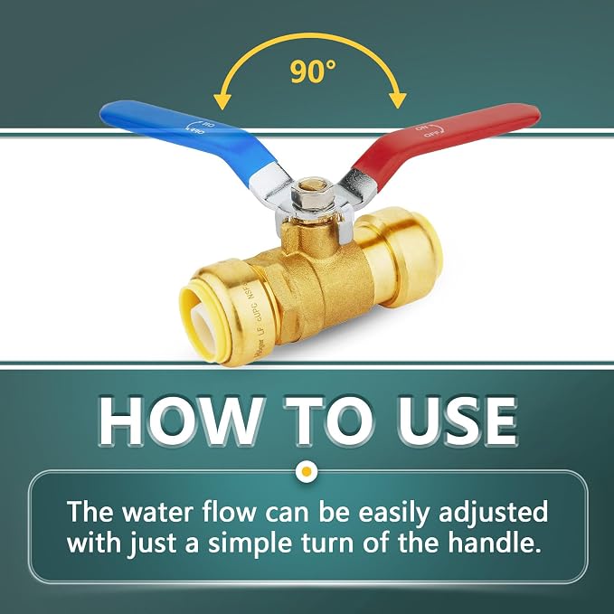 10-Pack Niikappu 3/4" Ball Valve, Push Fit Shut Off Valve Red & Blue | 1/4 Turn - Image 3