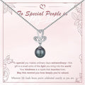 Tahitian Black Pearl 18K White Gold Plated Sterling Silver Heart/Infinity/Four Leaf Clover Pendant Necklace Jewelry Gifts for Women Wife Mom Girlfriend Wedding Birthday Anniversary Christmas