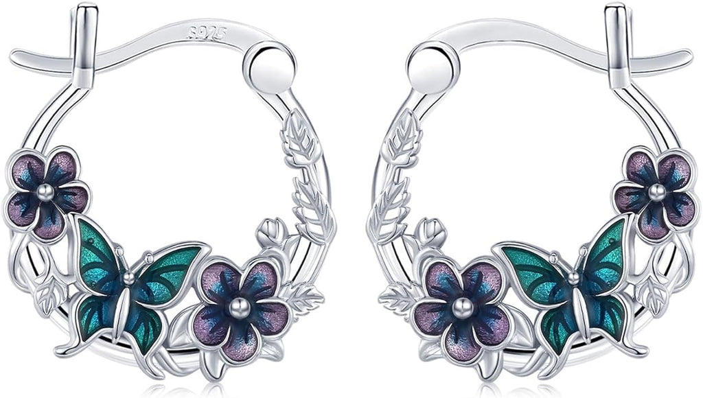 JUSTKIDSTOY Hypoallergenic Panda/Unicorn/Hummingbird/Dolphin Hoop Earrings for Women 925 Sterling Silver Animal Huggie Hoop Earrings Jewelry Gifts for Sensitive Ears
