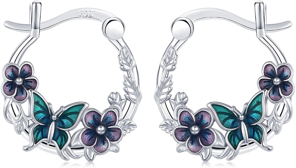 JUSTKIDSTOY Hypoallergenic Panda/Unicorn/Hummingbird/Dolphin Hoop Earrings for Women 925 Sterling Silver Animal Huggie Hoop Earrings Jewelry Gifts for Sensitive Ears