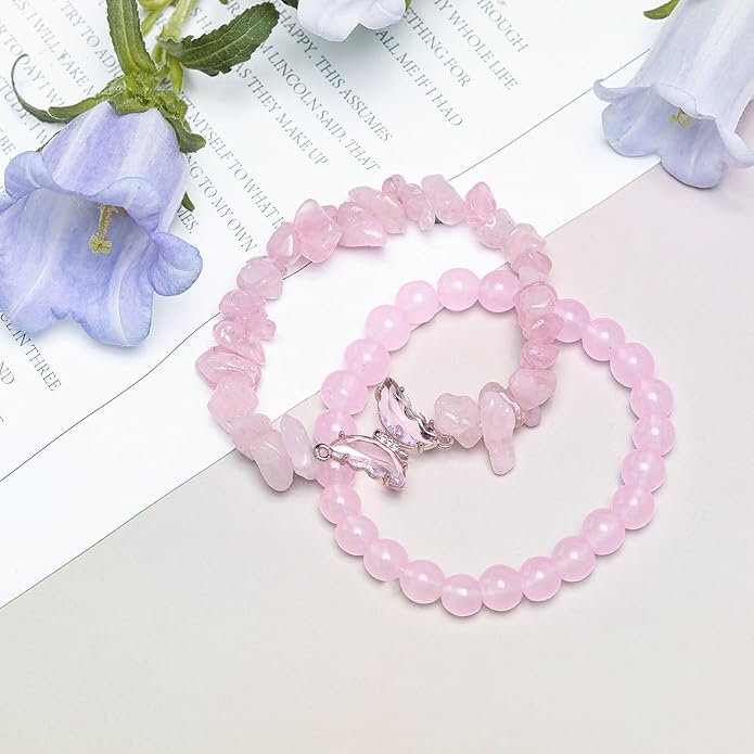 Artlunar Purple Butterfly Healing Bracelet, Gift Charm Jewelry with Beaded Bracelet for Women
