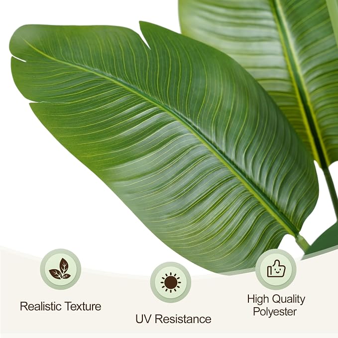 Lifelike Bird of Paradise Artificial Plant, 6.6ft Faux Banana Leaf Tree - Image 4