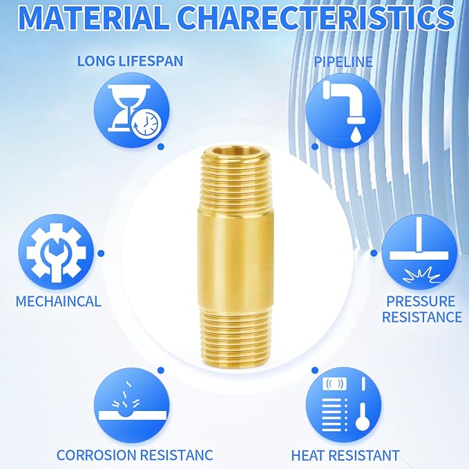 ChillWaves Brass Pipe Fitting, Long Nipple Pipe 1/8" NPT Male x 1/8" NPT Male - Image 5
