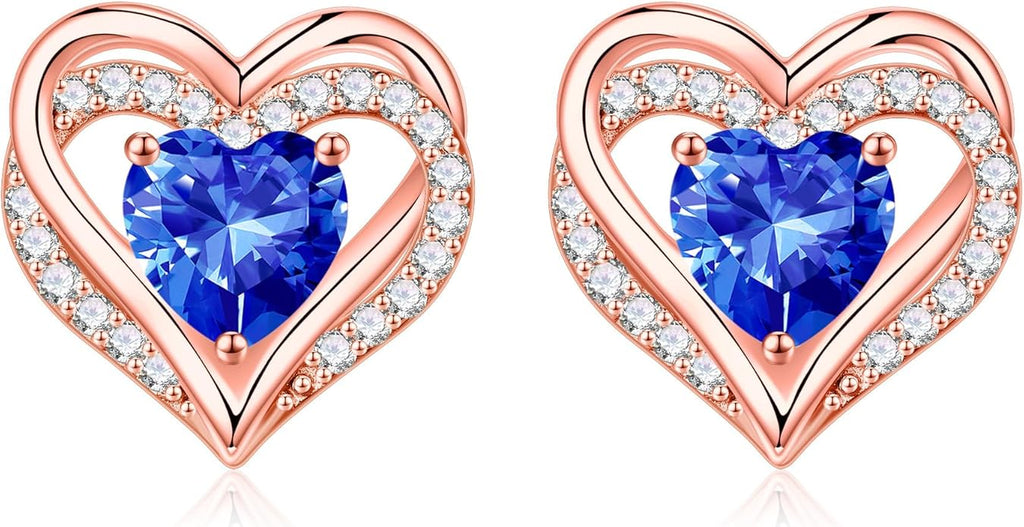 Iefil Valentine Day Gifts for Her - 925 Sterling Silver Heart Stud Earrings Birthday Gifts for Women
