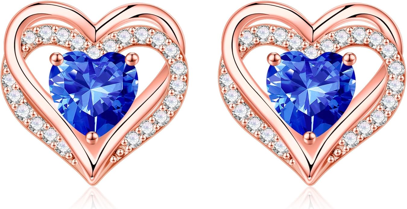 Iefil Valentine Day Gifts for Her - 925 Sterling Silver Heart Stud Earrings Birthday Gifts for Women