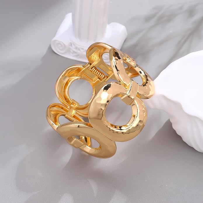 Chunky Gold Bracelet for Women - Bold Bangle and Statement Adjustable Bracelet, Modern Chunky Jewelry Collection