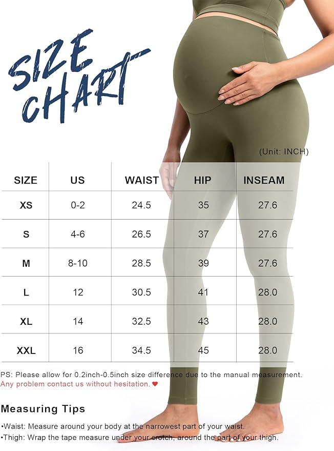 POSHDIVAH Women's Creamluxe Maternity Leggings 25"/28" Over The Belly Pregnancy Yoga Pants Active Workout Leggings