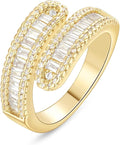KissYan Gold Rings for Women, 14K Gold Plated Adjustable Statement Irregular Geometric Diamond Twisted Open Stackable Band Chunky Finger Rings Dainty Cubic Zirconia Jewelry Gifts