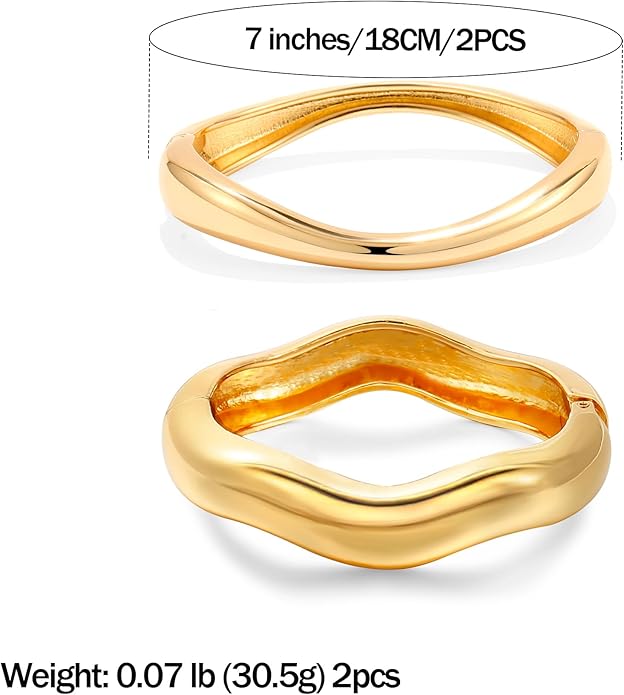 Elegance 11 designs Gold Bangles For Women Chunky Trendy Hinged Cuff Open Bracelet Wide Minimalist Bracelets Jewelry Gift