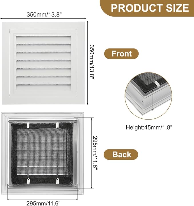 PATIKIL 12" x 12" Aluminum Return Grille, Return Air Vent Cover Linear Bar - Image 2