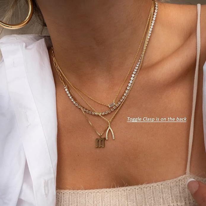 Natural Freshwater Baroque Pearl Necklace 14K Gold Plated Dainty Choker Necklace for Women Girls Snake Chain/Cuban Link/Paperclip/Ball Beaded Chain/Tennis Chain Fashion Jewelry for Gift