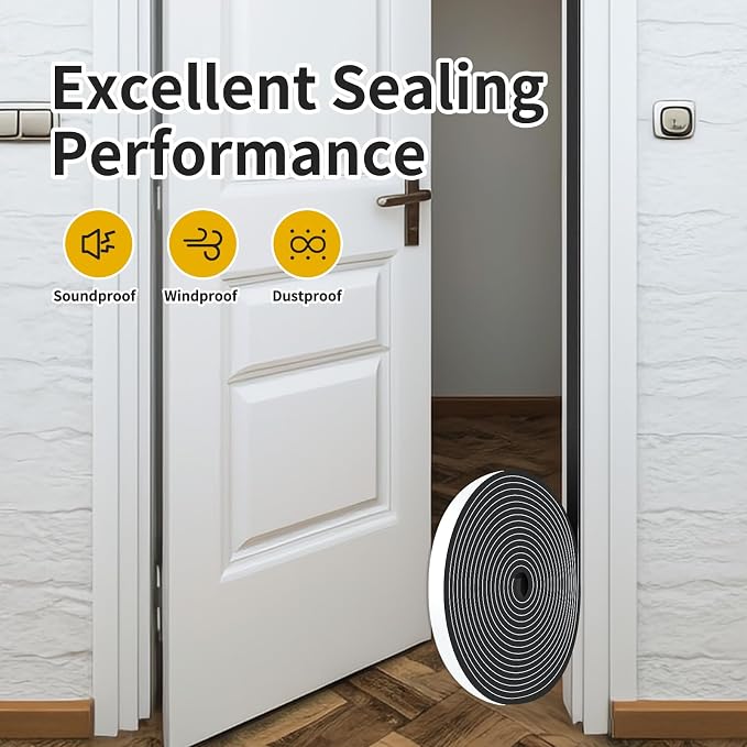 Weather Stripping, High Density CR, Strong Adhesive, 1/2 in x 1/8 in x 26Ft | - Image 7