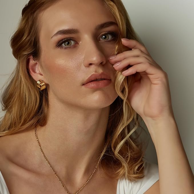 Statement Drop Earrings, Chunky Knot Link Design, Geometric Dangle Fashion Jewelry for Women