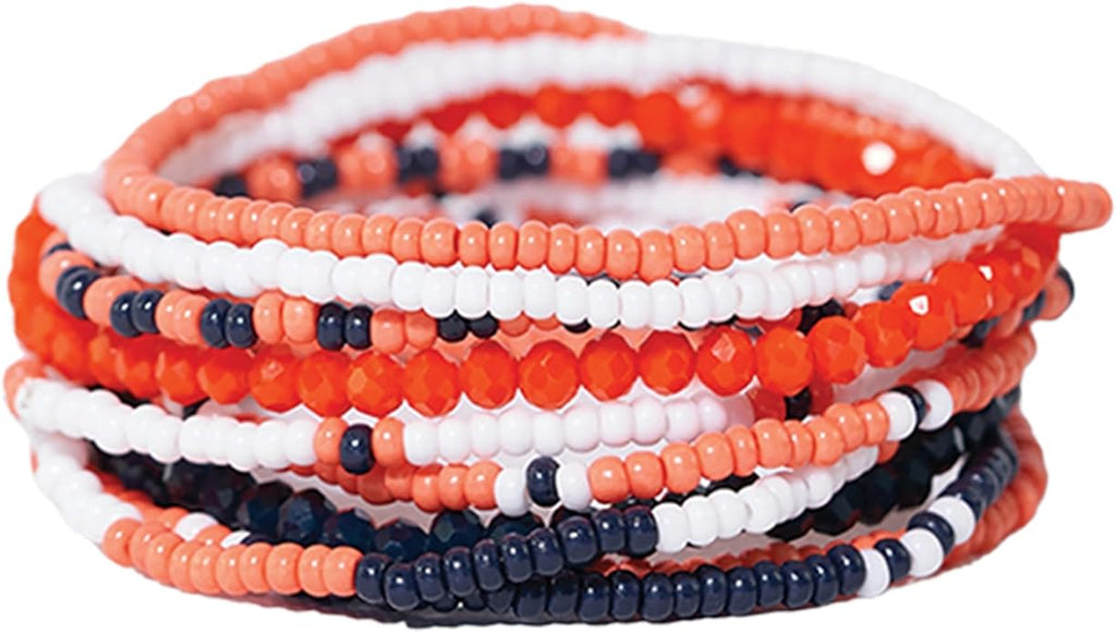 INK + ALLOY Game Day Bracelet Stacks, Beaded Bracelets for Football Gameday Outfits, Handmade Jewelry for College Students, Teachers, Football Moms, Set of 10