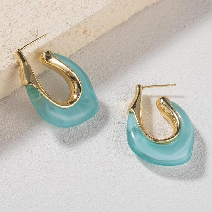 Acrylic Hoop Earrings Chunky Huggie Statement Vintage Earrings Cute Resin Drop Earring Trendy Jewelry Gifts for Women