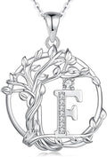 FANCIME Tree of life Initial necklaces for women, Sterling Silver Tree Jewelry Simulated Diamond Letter Pendant Cubic Zirconia CZ Personalized Birthday Mothers Day Gifts for Mom Wife Her