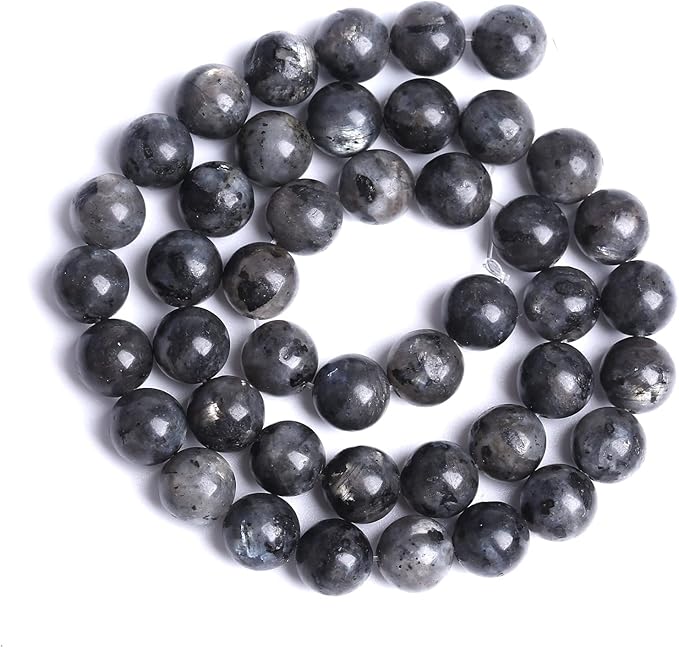 6mm 61pcs Natural Black Labradorite Stone Beads Round Larvikite Beads for Jewelry Making DIY Bracelet 15" Strand Wholesale (Black Larvikite Labradorite Beads, 6mm)