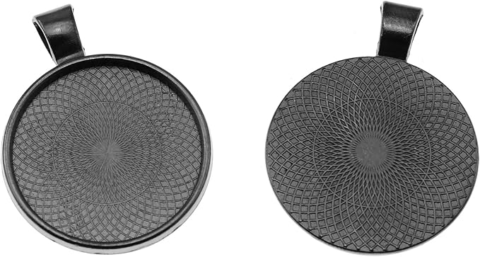 25pcs 25mm Round Bezel Pendant Trays Setting Cabochon Blank Base for DIY Crafting Photo Jewelry Findings Making Accessories, Gun Black