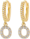 14K Gold Dangle Drop Initial Earrings for Women Dainty CZ Huggie Hoop Name Letter Earrings S925 Sterling Silver Post with Cubic Zirconia Hypoallergenic Gifts Jewelry