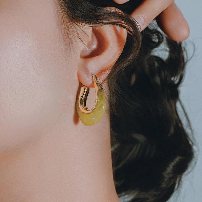 Acrylic Hoop Earrings Chunky Huggie Statement Vintage Earrings Cute Resin Drop Earring Trendy Jewelry Gifts for Women