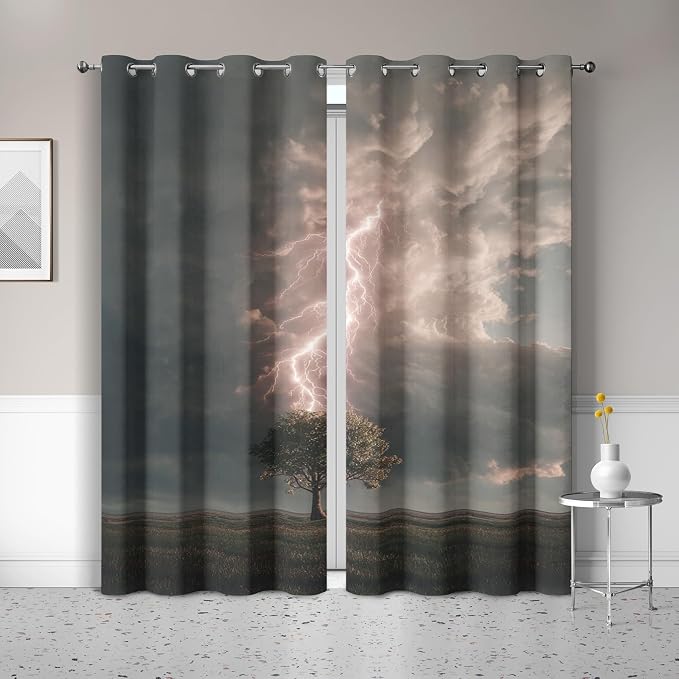 Lightning Curtains for Living Room, Lone Tree Blackout Curtains for Bedroom 84 by Unknown
