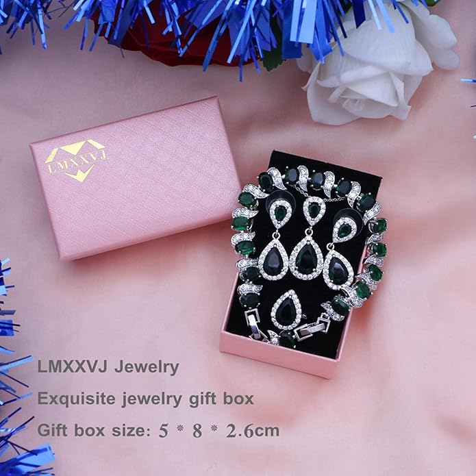 LMXXVJ Teardrop Jewelry Set for Women，Necklace Earrings Adjustable Ring Bracelet Set Fashion Formal Platinum/Gold/Rose Gold Jewelry Gift Girl/Mom/Wife/Grandmother/Best Friend/Aunt