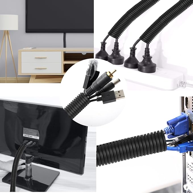 25FT - 1/4 Inch Split Wire Loom - Black | Easy to Install - Image 7