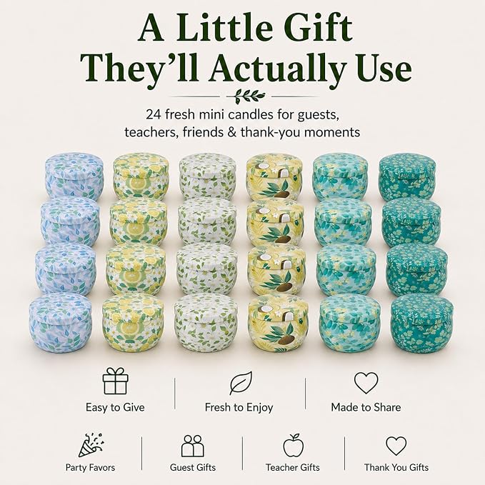 24 Pack Mini Scented Candles for Party Favors, 2.5 oz Soy Wax Tin Candle Gift - Image 7