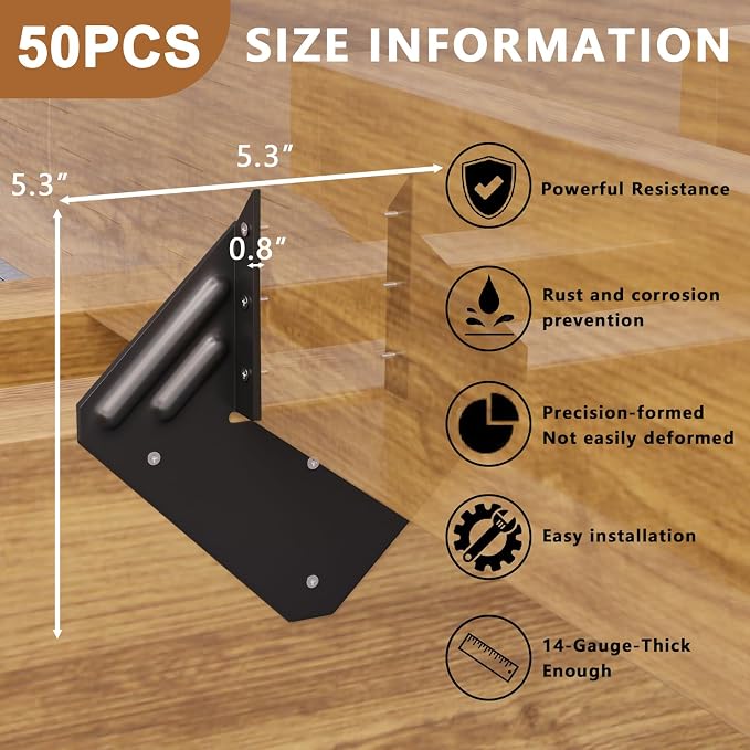 50pcs 14-Gauge Hurricane Ties for Rafter, Hurricane Clips for Roofing Wood - Image 3