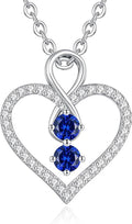 LOUISA SECRET Infinity Double Birthstone Necklace, 925 Sterling Silver Tiny Pendant Heart Necklace for Women Wife Her, Best Jewelry Gift Heart Jewelry Meaningful Gift for Valentine's Day, Christmas, Birthday Anniversary
