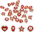 MECCANIXITY 30 Pcs Evil Eye Beads Bulk Colorful Alloy Enamel Loose Spacer Charm Beads for DIY Bracelet Earrings Necklace Crafts Jewelry Making, Red