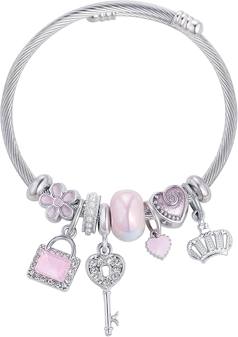 Charm Bracelets for Girls Cute Cartoon Friendship Bracelets Adjustable Bangle Gifts for Girls DIY Jewelry