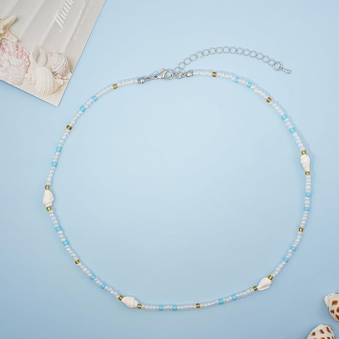 Women's Shell Starfish Boho Layered Beaded Necklace Choker for Summer Beach Vacation Gifts for Birthday/Anniversary/Christmas