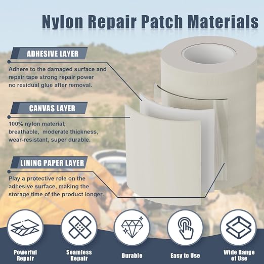 Cahomo 7.9x3.9 inch 12 PCS Nylon Repair Patch Nylon Repair Tape Self Adhesive - Image 3