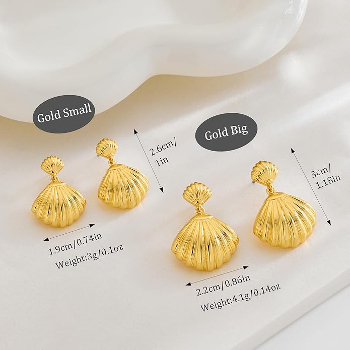 Gold Sliver Shell Earrings for Women Trendy Gold Dangle Earrings Beach Jewelry for Birthday