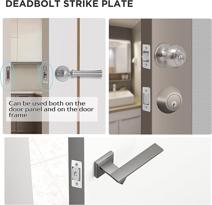 1 Pk Upgrade Large Hole Deadbolt Restorer Strike Plates, Stainless Steel Round - Image 7