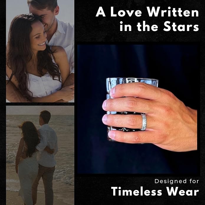 The Jewelry Source 6mm Gibeon Meteorite Men’s Wedding Band - Cobalt Chrome Ring - Genuine Meteorite Inlay - Comfort Fit