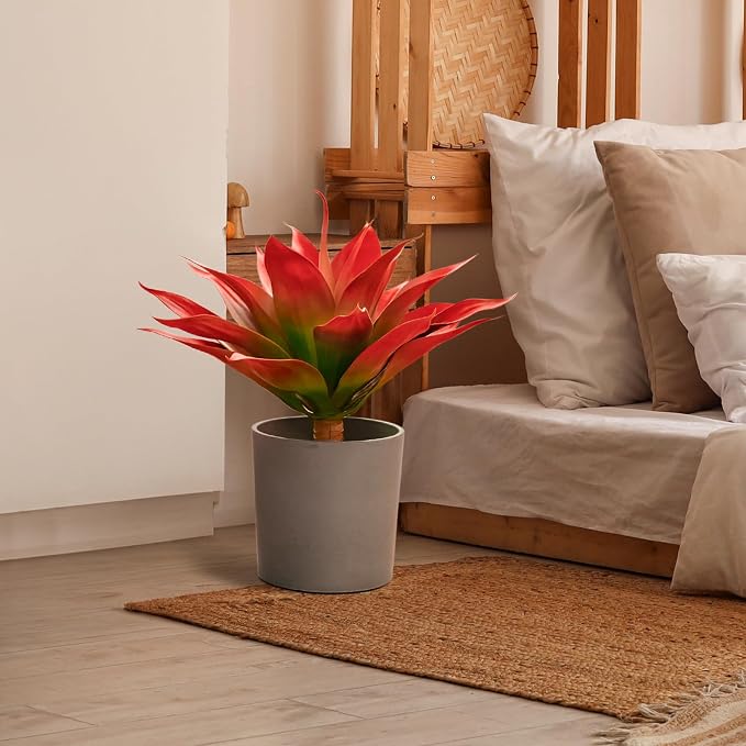 Velener Fall Fake Agave Artificial Plant: Red Fake Succulents Plant - Image 9