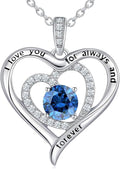 S925 Sterling Silver Necklace for Women, Valentines Day Gifts for Her, Love Heart Birthstone Necklaces for Women, Wife Jewelry, Mom Birthday Valentines Mothers Day Gifts, Girlfriend Necklaces, Daughter Heart Jewel, Anniversary for Her