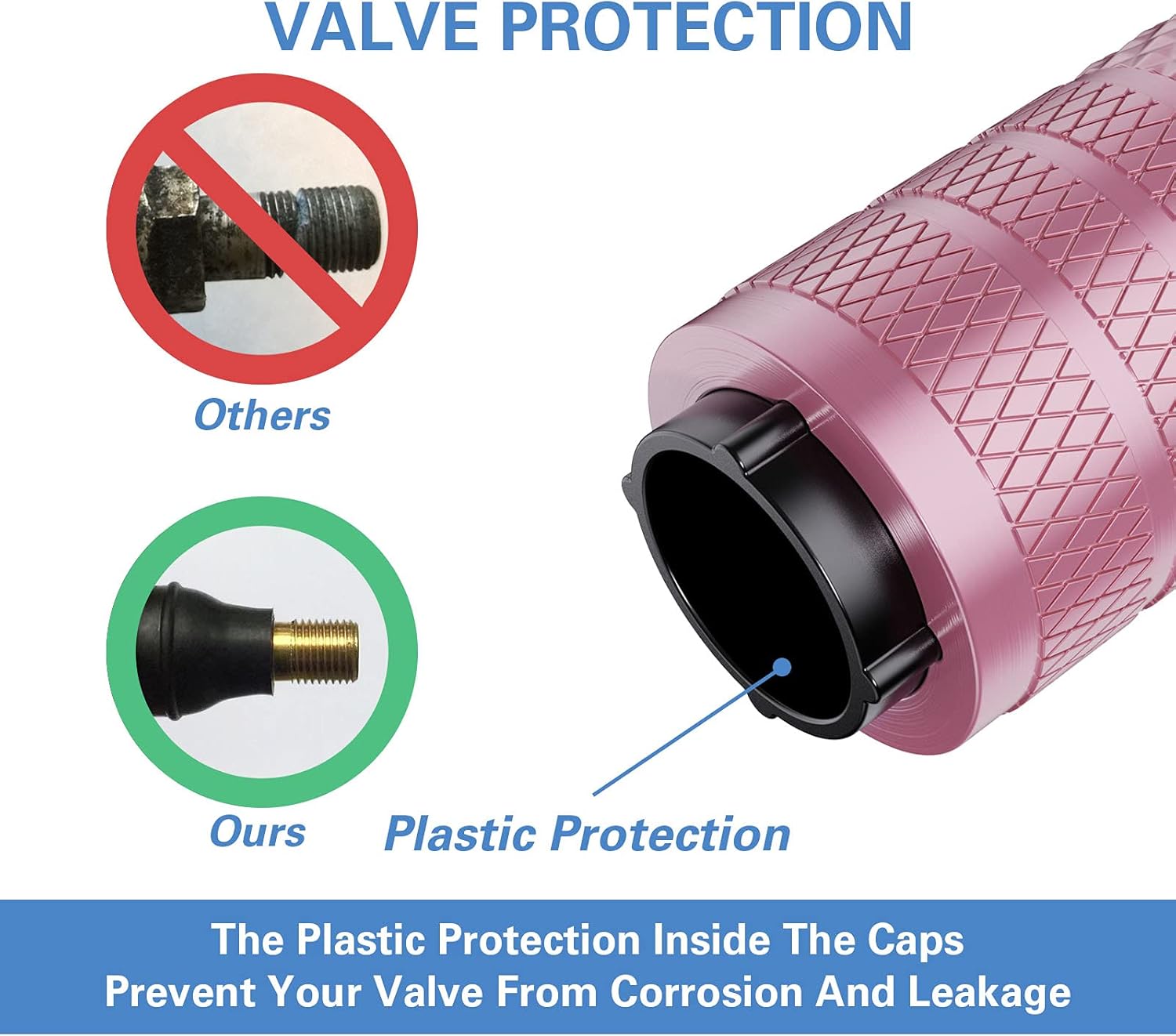 CKAuto Tire Valve Stem Caps, Pink, 4 pcs/Pack, Anodized Aluminum Tire Valve Cap Set, Corrosion Resistant, Universal Stem Covers for Cars Trucks Motorcycles SUVs and Bikes