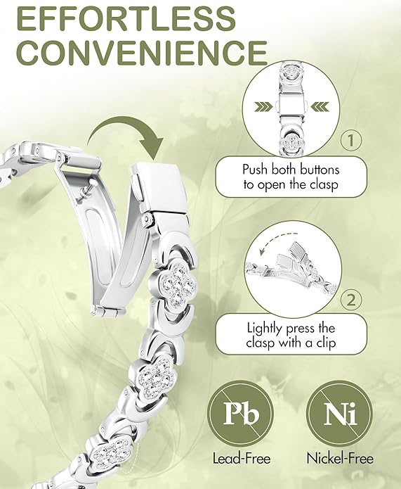 Feraco Pure Copper Bracelets & Rings for Women, Ultra Strength Magnetic Bracelet for Women with Neodymium Magnets & Sparkling Cubic Zirconia, Adjustable, Infinite Clover Jewelry