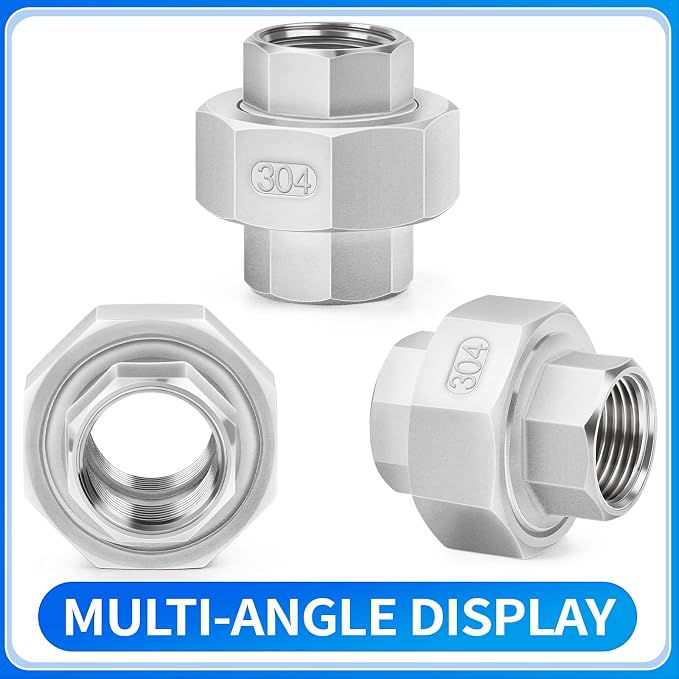 ChillWaves 304 Stainless Steel Cast Pipe Fitting, Union，2" NPT Female Thread - Image 3