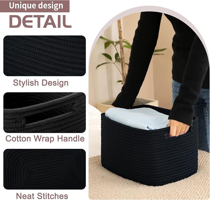 OIAHOMY 4 Pack Storage Baskets for Organizing 24L Cube Storage Bins Black | - Image 2