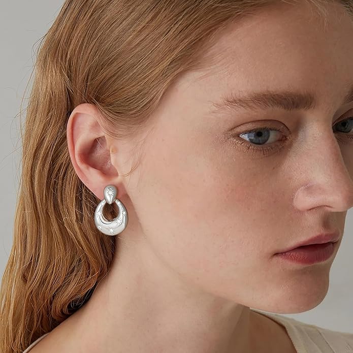 Clip on Earrings for Women Hypoallergenic Statement Retro Clip Earrings 14K Gold/Silver Plated Hoop Dangle Earrings 5A Cubic Zirconia Round Multiple Styles for Women Fashion Trendy Jewelry Gifts