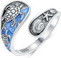 Midari Sun and Moon/Bee/Celtic/Life of Tree/Lotus Spoon Ring for Women 925 Sterling Silver Adjustable Ring Open Ring for Women Men Halloween Birthday Gift