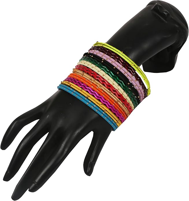 Touchstone indian bangles bracelets for women colorful churiyan set return gifts jewelry chudiya bulk pack bollywood metal bangle sets 12 textured vintage colors. Set of 144