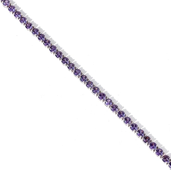 FANCIME Birthstone Bracelet Sterling Silver Gemstone Tennis Bracelets Fine Jewelry Wedding Bridal Prom Birthday Gift for Women Her, Length 7.2 Inch Width 4mm