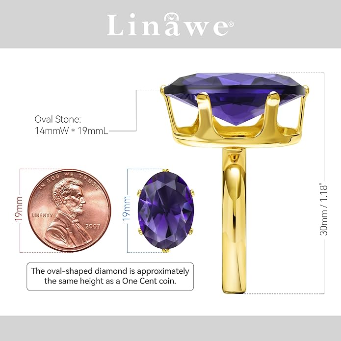Linawe Cubic Zirconia Imitation Diamond Moissanite Rings for Women, 14K Gold/Rose Gold/Silver Adjustable Chunky Ring, Costume Rhinestone Jewelry for Wedding Engagement